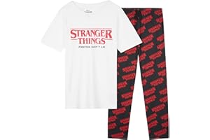 Stranger Things Girls Pyjamas Set, T-Shirt & Long Bottoms for Kids & Teens, Comfy PJs Loungewear Soft Nightwear, Gifts for Girls