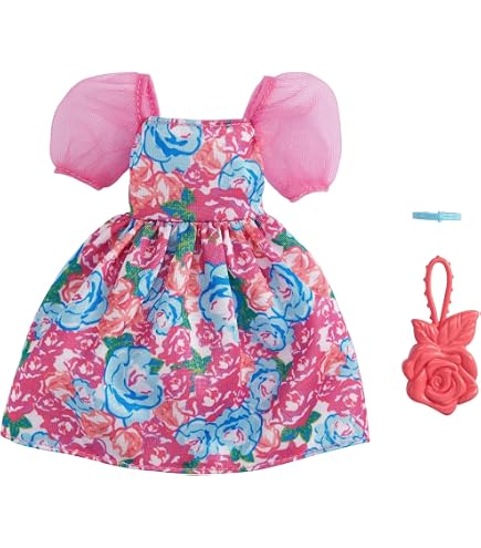 Barbie Mattel Kleid – Grau Mit Gittermuster, Für Barbie-Puppen, Fashion & Spielspaß