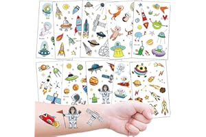 KADERAS Tatuaż dla dzieci, kosmos, 10 arkuszy dla dziewcząt, chłopców, prezent urodzinowy, pomysł na prezent