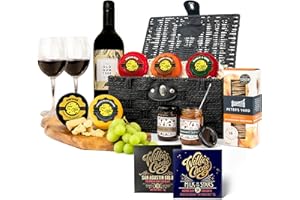 THE CHEESE WEDGE CO. Luxury Cheese & Wine Hamper | Wine and Cheese Hamper Gift Set and Accompaniments…