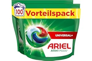 ‎ARIEL Ariel Waschmittel Pods All-in-1, Flüssigwaschmittel Kapseln 100 Waschladungen, Universal+, Kraftvolle Fleckentfernung ab der 1. Wäsche