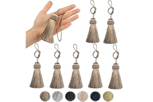 Fenghuangwu Set of 8 Elegant Polyester Tassel Colorful Craft Tassels Charms Key Tassel DIY Accessories (Flaxen)