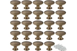 Kyrio Pomos de cajones para muebles, manijas de cajones vintage de latón antiguo de 30 mm de diámetro, para gabinete, cajón de cocina, 24, bronce amarillo