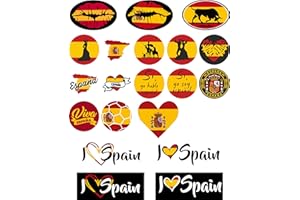 PROMO SHOP PROMO-SHOP - Pack de 20 Pegatinas España, Formato Vinilo Resistente, Pegatinas para Casco, Moto, Coche, Stickers Bandera España, Fabricación Nacional, Varios Tamaños