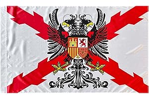 Durabol Bandera Cruz de Borgoña Imperio Español Águila Bicéfala Cruz de San Andrés Sagrado corazon Tercios Morados 150 x 90 cm Satén Brillante (Águila Bicéfala)