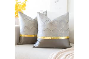 Artscope, set med 2 kuddöverdrag för säng, soffa, bil, dekor, lyx, modern, minimalistisk, guld, läder, sömnad, vågiga ränder