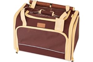 PETPROVED Medium Brown Cat Dog Bag for Small Dogs Cats, 50 x 33 x 33 cm, Up to 7 kg, Active Use, Travel, Veterinary Visits