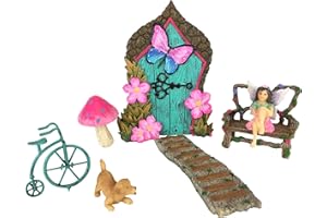 GlitZGlam Set casa incantata in miniatura - Kit 7 pezzi Giardino delle fate accessorio perfetto per la vostra casa delle fate
