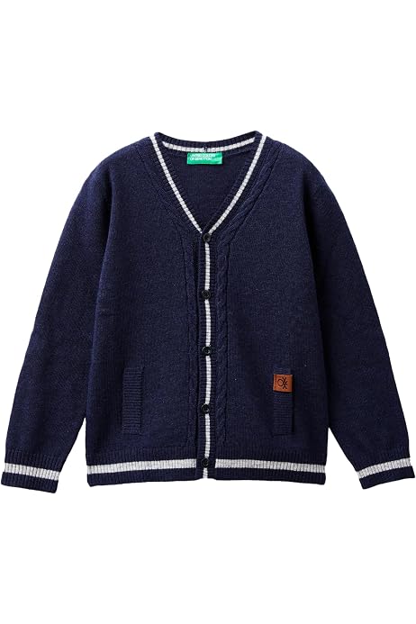 Maglione United Colors Of Benetton Per Bambini/Ragazzi - Girocollo Con Trecce, 80% Lana, 20% Poliammide