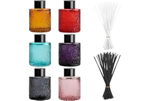 GIREICH Bottiglie di Diffusore Vuote con Bastoncini per Diffusori (25 Pezzi Neri & 25 Pezzi Bianchi), Flaconi per Diffusore in Vetro, Contenitore per Oli Essenziali (Set di 6 bottiglie per aromaterapia)