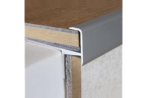 AUER Stratifié/Parquet-Nez de marche / cornière pour escaliers, 13,3 mm de haut, 33 mm de large, Aluminium anodisé, foré, couleur: argent