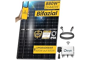 EPP.Solar® 880W/800W Balkonkraftwerk(1200W Energieerzeugung)- inkl. Neu Generation Upgradefähiger 800W Deye WIFI Wechselrichter mit Relais (Ohne Speicher)