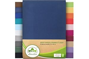 ‎LEEVITEX Premium Kinder Spannbettlaken leevitex® | 1er Set | Für Babybett & Kinderbett 70 x 140 cm | 100% hochwertige Mako-Jersey-Baumwolle - 170 g/m² | Öko Tex geprüft | Navyblau