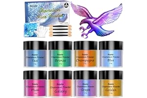 Roizefar Glitter Camaleonte, 8 Colori X 3,5 g di Pigmenti Epossidici in Polvere di Metallo per Pittura a Sapone, Creazione di Gioielli, Smalto per Unghie, Pittura, Resina Epossidica, Melma