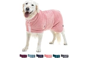 Lucky Paws® Luxuriöser Hundebademantel - doppellagiger Bademantel Hund - super saugfähig weiches Hundehandtuch/Hundebademantel für große, mittelgroße, kleine Hunde - Hunde Bademantel (S, Staubrosa)