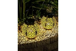 Solar Lantern Outdoor Garden, Kemraes Lights for Garden 2Pack, IP44 Waterproof Lantern, Accessories Metal Hanging Patio Lawn Warm White, Black (TYDDL08)