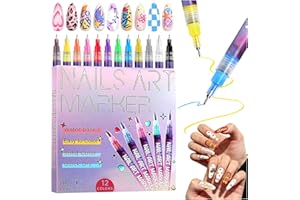 CHANCCI 12 Colors Nail Art Pens Set, DIY Quick Dry Graffiti Dotting Point Liner Pens, Upgrade Nail Art Pens for Gel Nails, 3D Nail Polish Pens for Painting, DIY Nails Art Drawing Tool（1 set）
