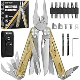 BIBURY Pliers Multitool, Stainless Steel Multipurpose Knife with Scissors and Screwdriver Set, Portable Folding Pliers for Ou
