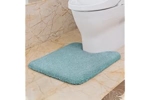 VANZAVANZU Tappetino per WC Antiscivolo Tappeto da Bagno WC Assorbente Addensato Tappetino da Bagno Ultra Morbido Bath Mat Soffice Microfibra Tappeto WC Eleganti 50 x 60cm (Turchese)