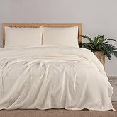 RAYME TEXTILE M&uuml;slin Bedspread Set Double, Stylish Solid Color 100% Cotton 4 Layers Muslin Pique Set with Pillow Cover, Denizli