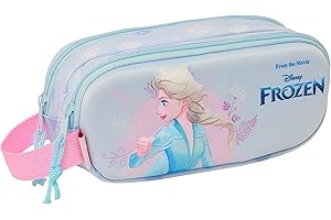 Safta La Reine des Neiges Trousse Double 3D pour Enfant, idéale pour Les Enfants d'âge Scolaire, Confortable et Polyvalente, qualité et résistance, 21 x 6 x 8 cm, Couleur Lilas, Lilas, Estándar,