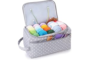 KALIDI Yarn Storage Knitting Bag Yarn Wool Crochet Hook Needles Accessories Organiser Holder Lightweight with Handle Strap