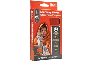 SURVIVE OUTDOORS LONGER SOL® Emergency Blanket - Orange Durable Waterproof Windproof Reflects 90% Body Heat First Aid Blanket Hiking Hunting Backpacking Walking Outdoor Emergency Search and Rescue 54" X 84"
