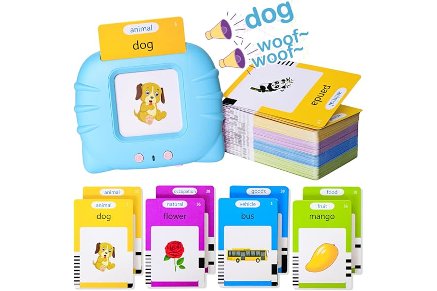 Talking Flash Cards Early Educational Toys for 3 4 5 6 Year Old Baby Boys Girls, Preschool Learning Reading Machine with 224 Words, Montessori Interactive Gift for Kids Toddlers