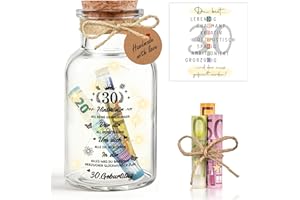 ‎TUZELIYA TUZELIYA 30 Geburtstag Frauen Männer, LED Flaschenlicht Geldgeschenk mit Grußkarten, Geschenkideen Geburtstag Tischdeko, Geschenke zum 30 Geburtstag für Frau, Freunde, Mutter, Kollege