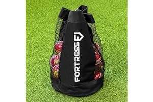 FORTRESS Cricket Ball Carry Bag - Black Mesh Carry Bag For Simple Ball Storage & Transport | Large Capacity: 36 Balls | Secure Drawstring Closure | Shoulder Strap