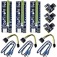 DIWUJI 6Pin PCI-e 1X to 16X Carte d'adaptateur de Riser Amplifiée & Câble d'extension USB 3,0 & 6pin au câble d'alimentation 