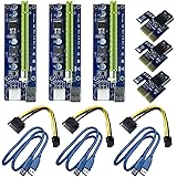 6Pin PCI-E 1X to 16X Enhanced Powered Riser Adapter Card & USB 3.0 Extension Cable & 6Pin to SATA Power Cable & GPU Riser Ada