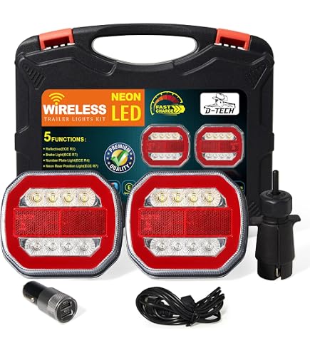 Luci Posteriori LED Magnetiche Wireless Per Rimorchi - Batteria Ricaricabile, Connessione 7 Poli, 30m Di Portata