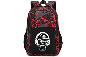 LEDAOU Mochila escolar para niños, adolescentes, niñas, mochilas escolares para niños, mochilas impermeables y ligeras, bolsa escolar grande para regalos escolares, Sketch Rojo Negro