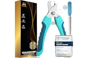 COARO Krallenschere für Hunde und Katzen mit hochwertigem Stopper als Verletzungsschutz - inklusive stabiler Fixierung - Krallenschneider mit professioneller Feile - aus robustem Edelstahl (S)