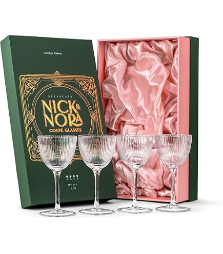 Lot De 4 Verres à Cocktail Vintage En Cristal – Style Art Déco – 325 Ml – Base Lourde – Idéaux Pour Negroni, Margarita… - 11