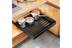 Kitstorack Teleskopschublade, Erweiterbar Ausziehbare Schubladen-Aufbewahrungsregale für Küchenschränke mit Klebefolie, Ausziehbare Schublade (30–50 cm B x 43 cm T x 5,8 cm H), Kein Bohren