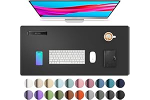 ‎AOTHIA Aothia Schreibtischunterlage,Mauspad mit Leder und Rutchfeste Wildleder,Multifunktionales Office Mousepad Laptop Schreibunterlage,Tisch-Schutz Unterlage für Büro/Home(80x40cm, Schwarz)