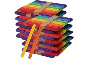 CHEUKYIU 1000 varillas de madera coloridas, palitos de hielo coloridos, espátulas de madera, palitos de hielo, palitos de hielo de madera para manualidades, tallos de madera, palitos de hielo,