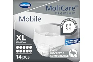 ‎MOLICARE MoliCare Premium Mobile Einweghose: Diskrete Anwendung bei Inkontinenz für Frauen und Männer; 10 Tropfen, Gr. XL (130-170 cm Hüftumfang), 14 Stück