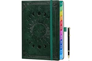 ZXHQ Agenda 2026 Semainier A5 – Planification Hebdomadaire & Mensuelle, avec Onglets Colorés, Pages en Couleurs, Couverture en Similicuir, Pochette de Rangement (Janvier 2026 - Décembre 2026) - Vert foncé