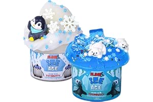 ToysButty 2 Schleim Set mit Klarer Slime Und Cloud WolkenSchleim für Kinder, Vorgefertigt in Behältern, Erstellen Sie mit Ice Age Theme, 6 Zubehör Schleim selber Machen Set Jungen Mädchen Kinder Toys
