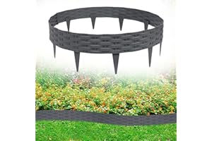 JNGLGO Bordo per aiuole in plastica, 10 m, effetto rattan, decorazione per palizzate, bordo per aiuole, colore antracite, 10 m – 10 pezzi