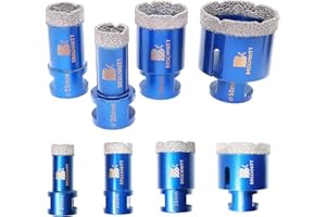 Punta per Trapano Diamantata Set - BRSCHNITT 20/25/35/50mm Fresa Diamantata M14 Filo per Porcellana Granito Piastrella Marmo Taglio a Secco