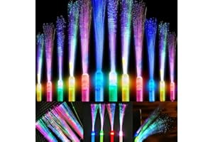 Newtic 12Stück Leuchtstäbe Glasfaser, Leuchtstäbe Partyzubehör, Bunt blinkende LED Leuchtstäbe, 3 Modi Blinkende, für Kinder Weihnachten, Mitgebsel Kindergeburtstag, Party, Konzert, Hochzeit