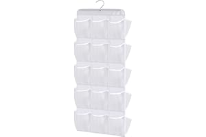MISSLO Hanging Shoe Rack 30 Mesh Pockets Shoe Storage for Wardrobes Organiser with Rotating Hanger Dual Sided Shoe Organizer Hanging Storage Space-Saving Solution, White