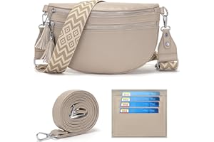 LANXINGLUO Marsupio Donna Elegante Grande Borsa Tracolla Donna Piccola Borsetta Pelle Sintetica kaki chiaro Con slot per carte di credito e 2 spallacci