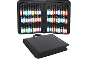 HODUFY Étui à clés portable avec fermeture éclair, poignée, étanche et ignifuge, 54 crochets et étiquettes, pour ventes immobilières