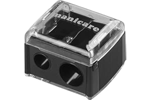 Manicare Dual Cosmetic Pencil Sharpener, For Large And Small Lip, Eye and Brow Pencils, Eyeliner, Lip Liner, Catches Shavings, Cosmetic Makeup Tool, Duo, Easy To Clean, Eliminates Mess