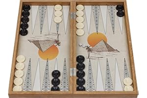 HBS GAMES Mysterious Pyramid Design Backgammon Jeu de société 48 cm en bois avec pions en acrylique pour amis et adultes